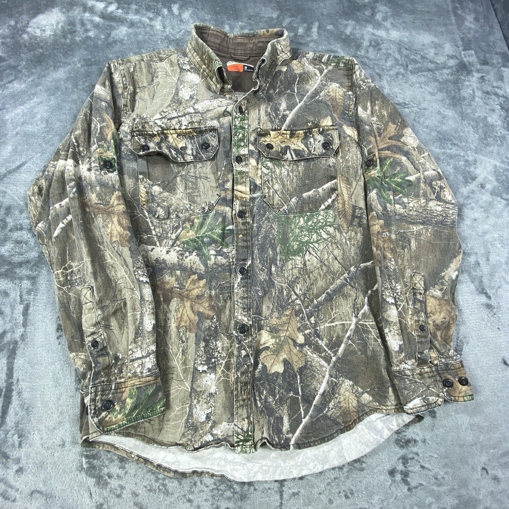 Magellan Shirt Mens M Button Up Realtree Camo Camouflage Fishgear Long Sleeve